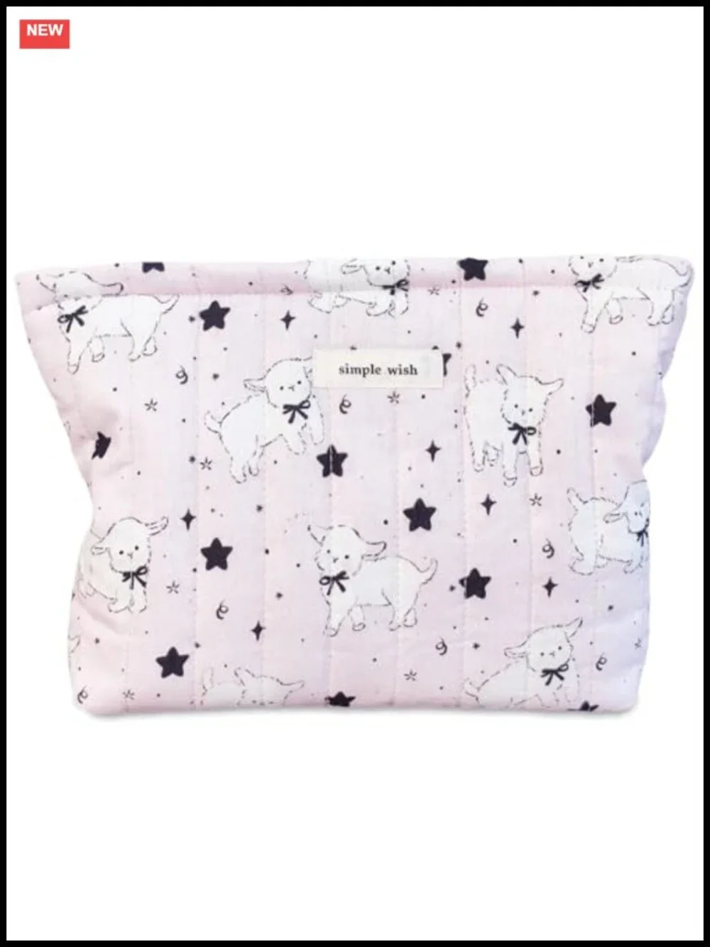 Quilted Canvas Makeup Bag Cosmetic Pouch with Zipper Large Capacity Travel